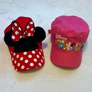 Disney Girls Hat Bundle - Minnie Mouse & Princess Cadet Cap (Set of 2)